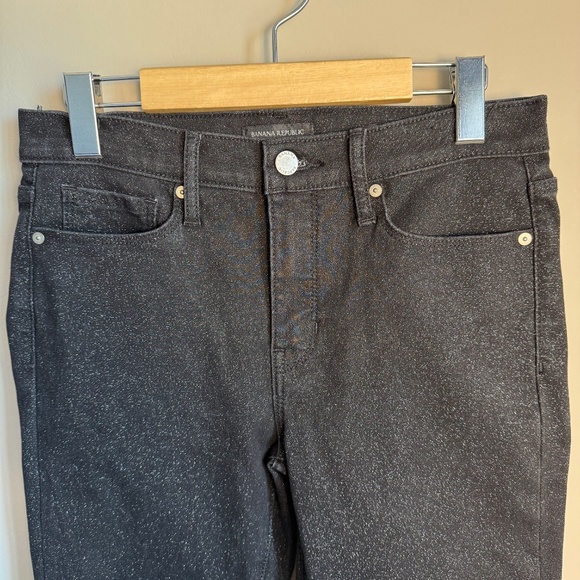 Banana Republic Womens Mid-Rise Skinny Glitter Jeans Black 28 Retro Disco Preppy - Picture 4 of 15